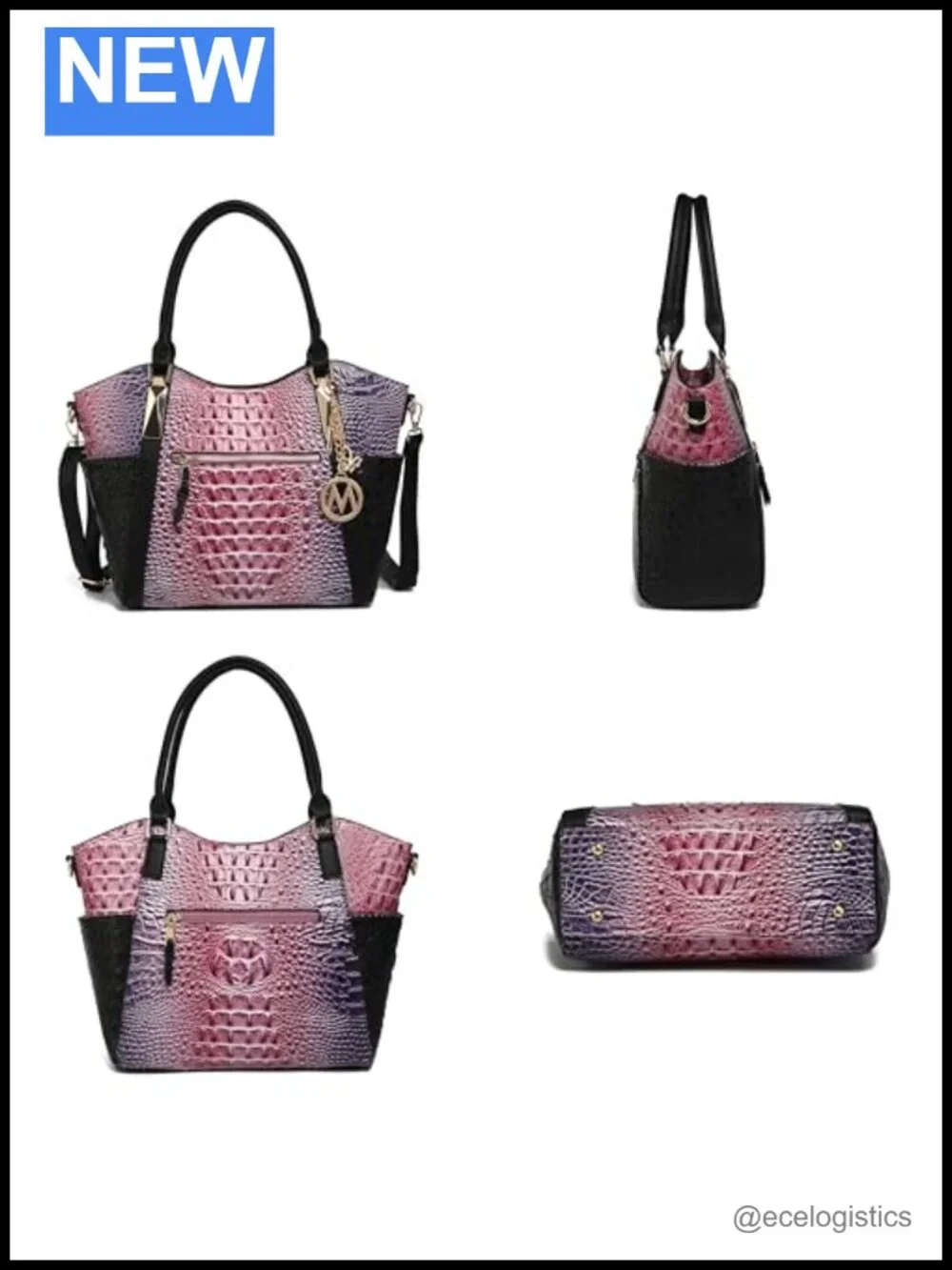 Crafted Vegan Leather Tote Bag with Top Handle and Crossbody Strap